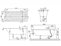 Cada Villeroy & Boch, Oberon, pentru inzidire, dreptunghiulara, 180 x 80 cm, alb alpin
